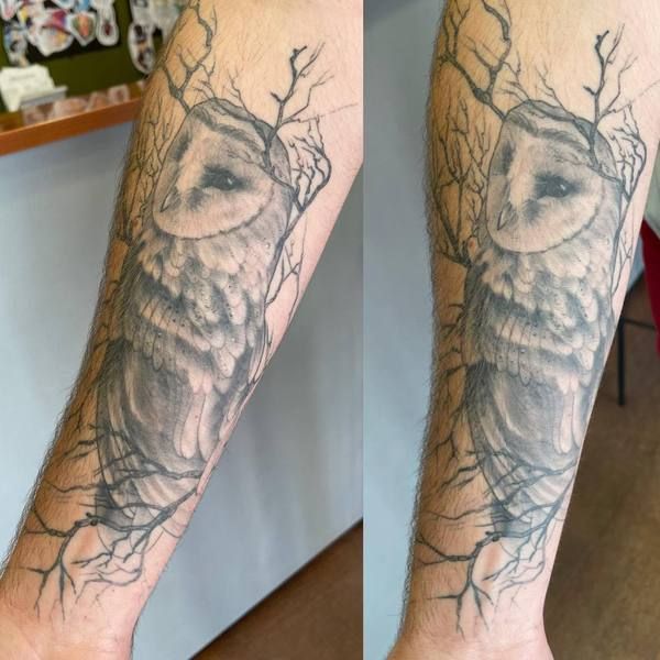 Delphine, tatouage d'une chouette