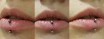 Piercing bouche Labret vertical - 3 photos