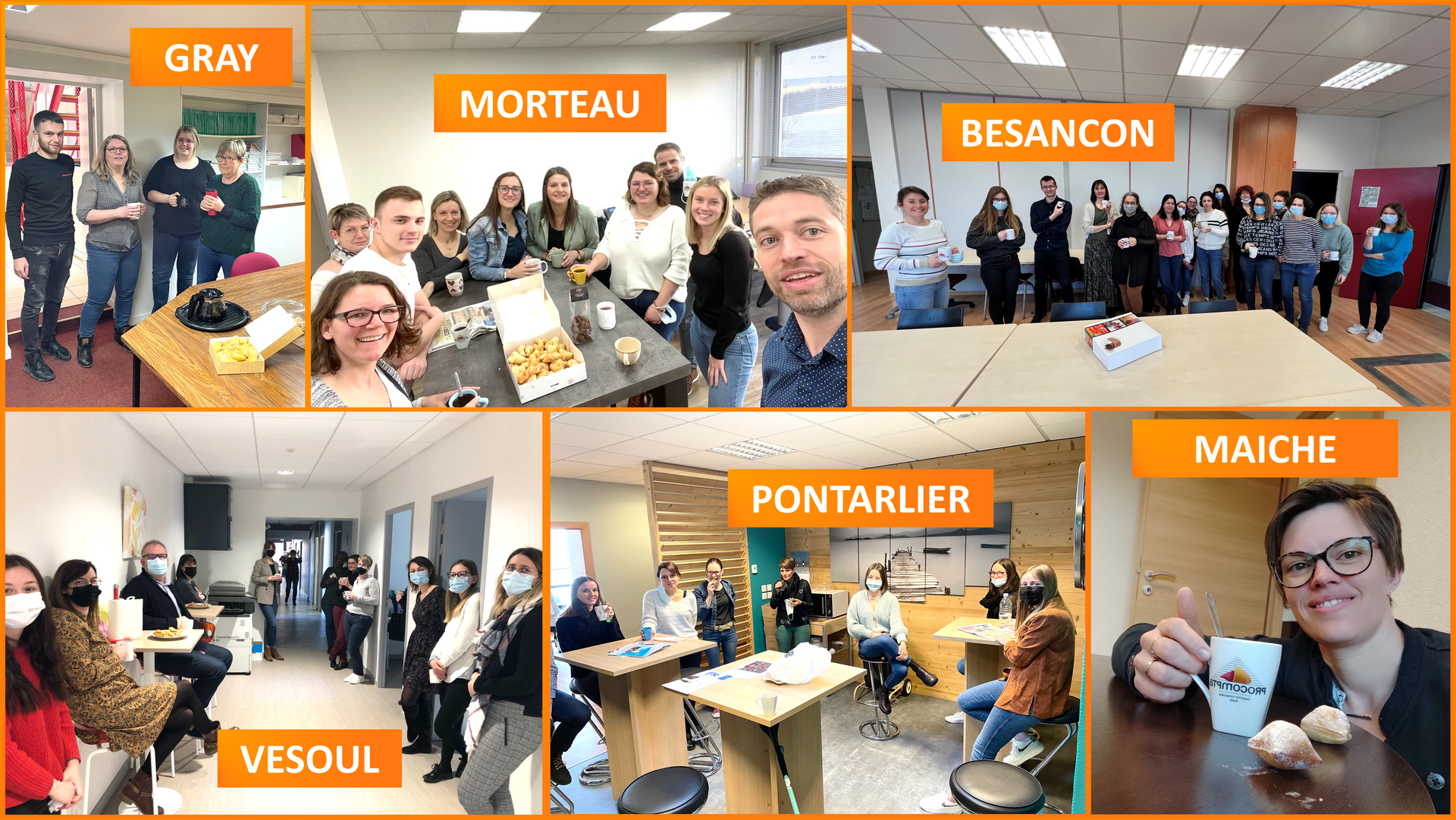 Montage montrant les différentes équipes de Procompta en train de passer un moment ensemble