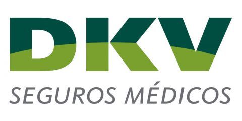 Logotipo de DKV Seguro Médico: letras de color verde oscuro y verde lima, con la inscripción 