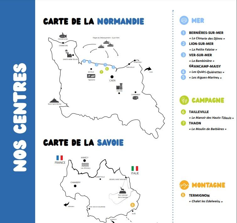 Cartes des centres
