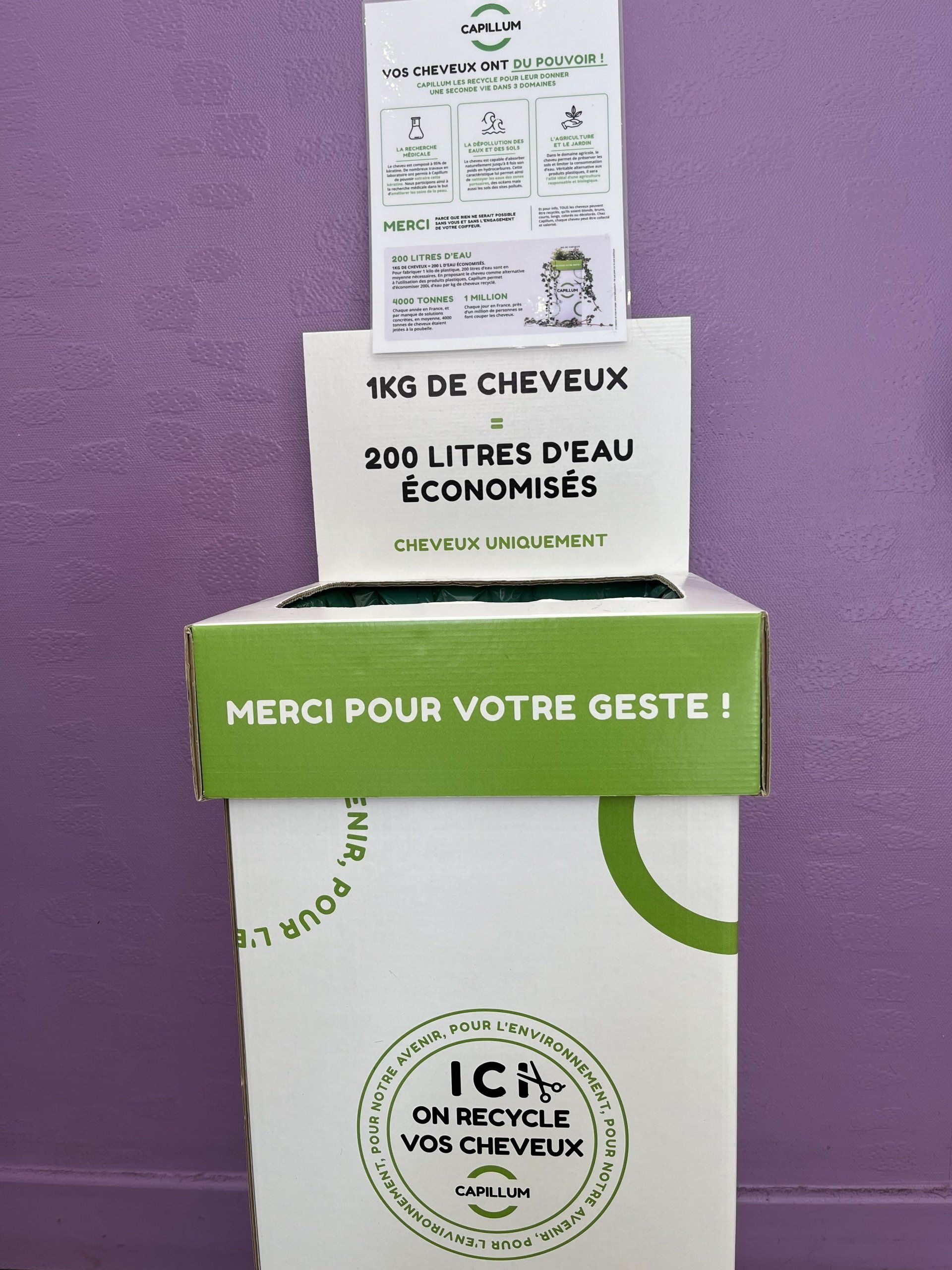 Recyclage de cheveux coupés