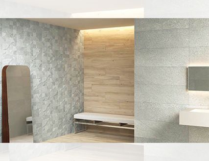 Un baño con lavabo, espejo y banco.