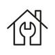 Icon Haus mit Schraubenschlüssel und Aktentasche