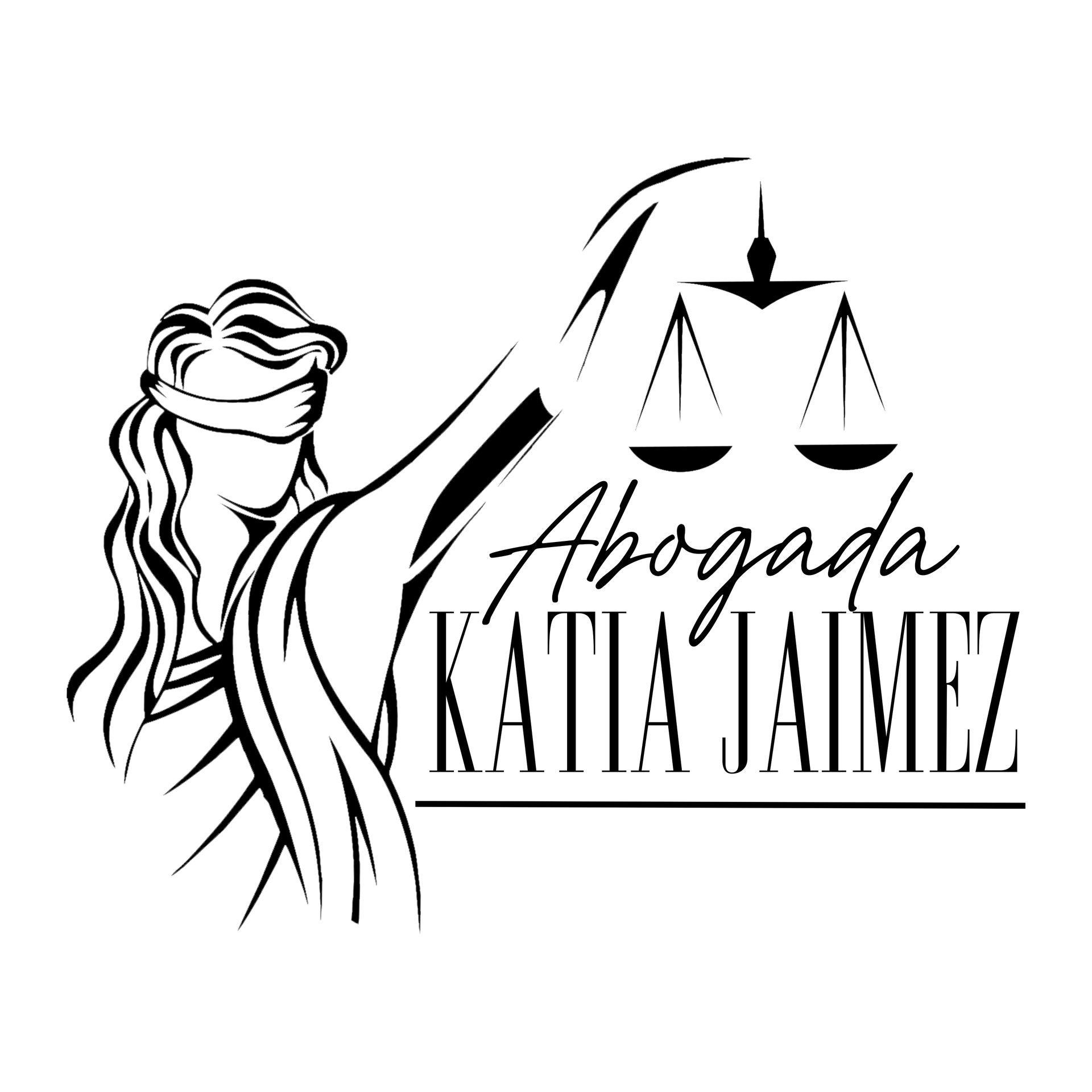 Un dibujo lineal en blanco y negro de la Dama de la Justicia sosteniendo una balanza.