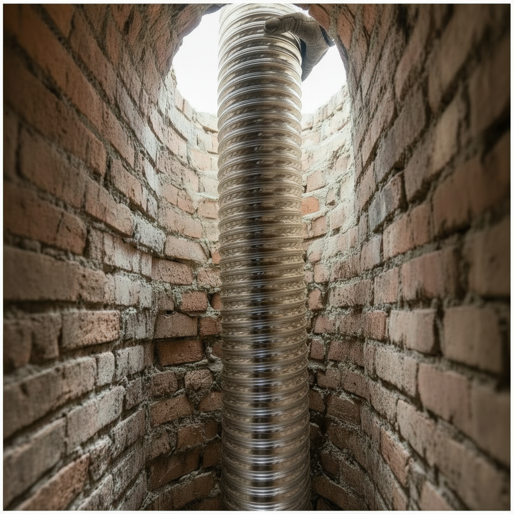 Un tubage de conduit dans un puit.