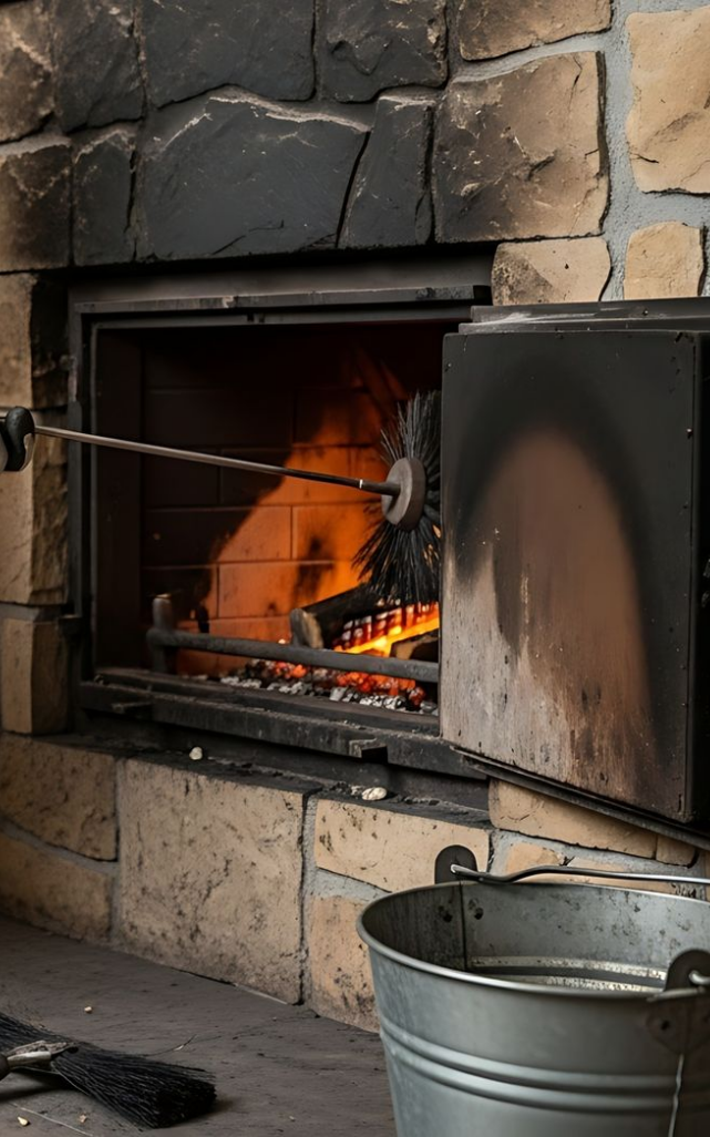 Un hérisson dans un insert de cheminée.