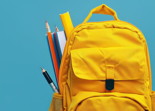 Un sac de cours rempli de fournitures