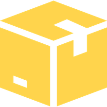 Eine gelbe Box mit einem weißen Streifen an der Seite.