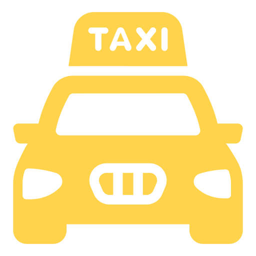 Ein gelbes Taxi-Symbol auf weißem Hintergrund