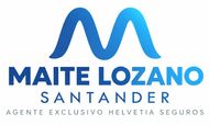 Logo azul y blanco de Maite Lozano Santander, agente exclusivo Helvetia Seguros.