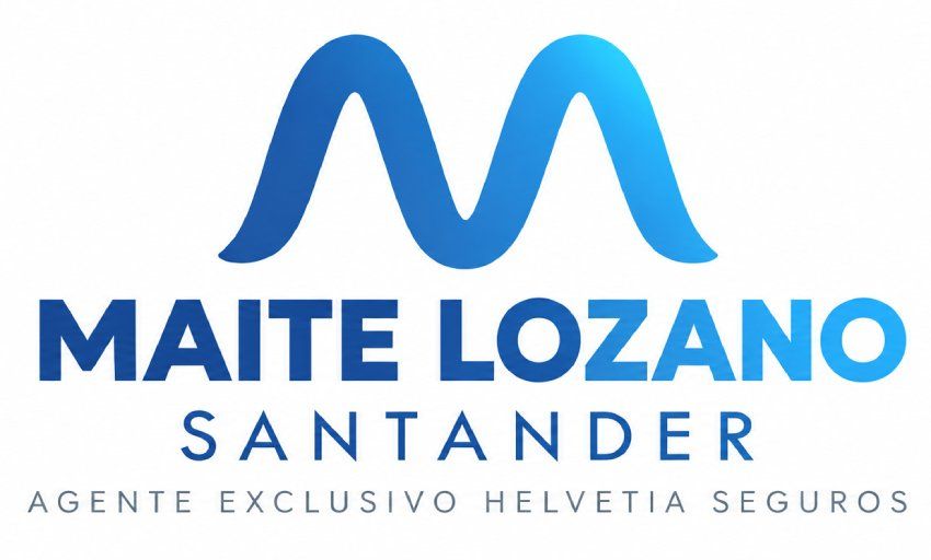 Logo azul y blanco de Maite Lozano Santander, agente exclusivo Helvetia Seguros.