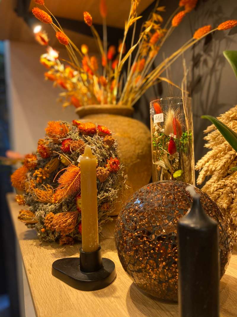 Herfstdecoratie bloemenwinkel
