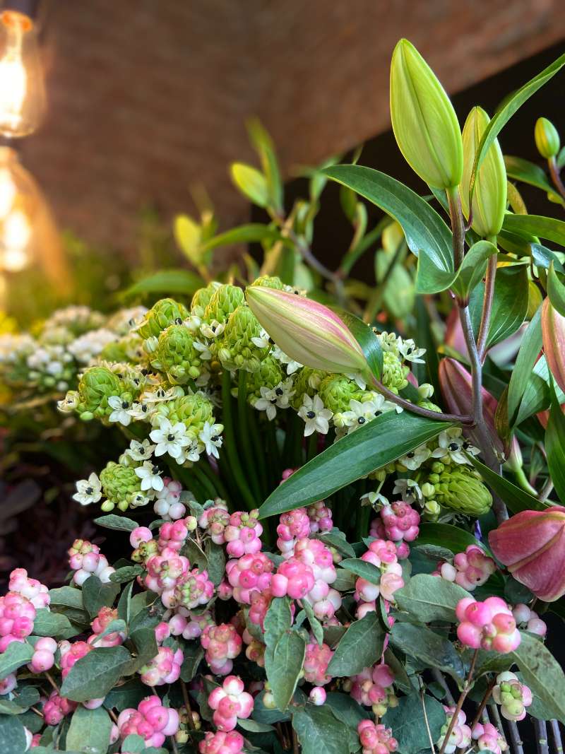 Roze en groene bloemen