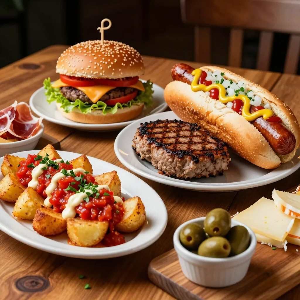Variedad de alimentos a la parrilla 