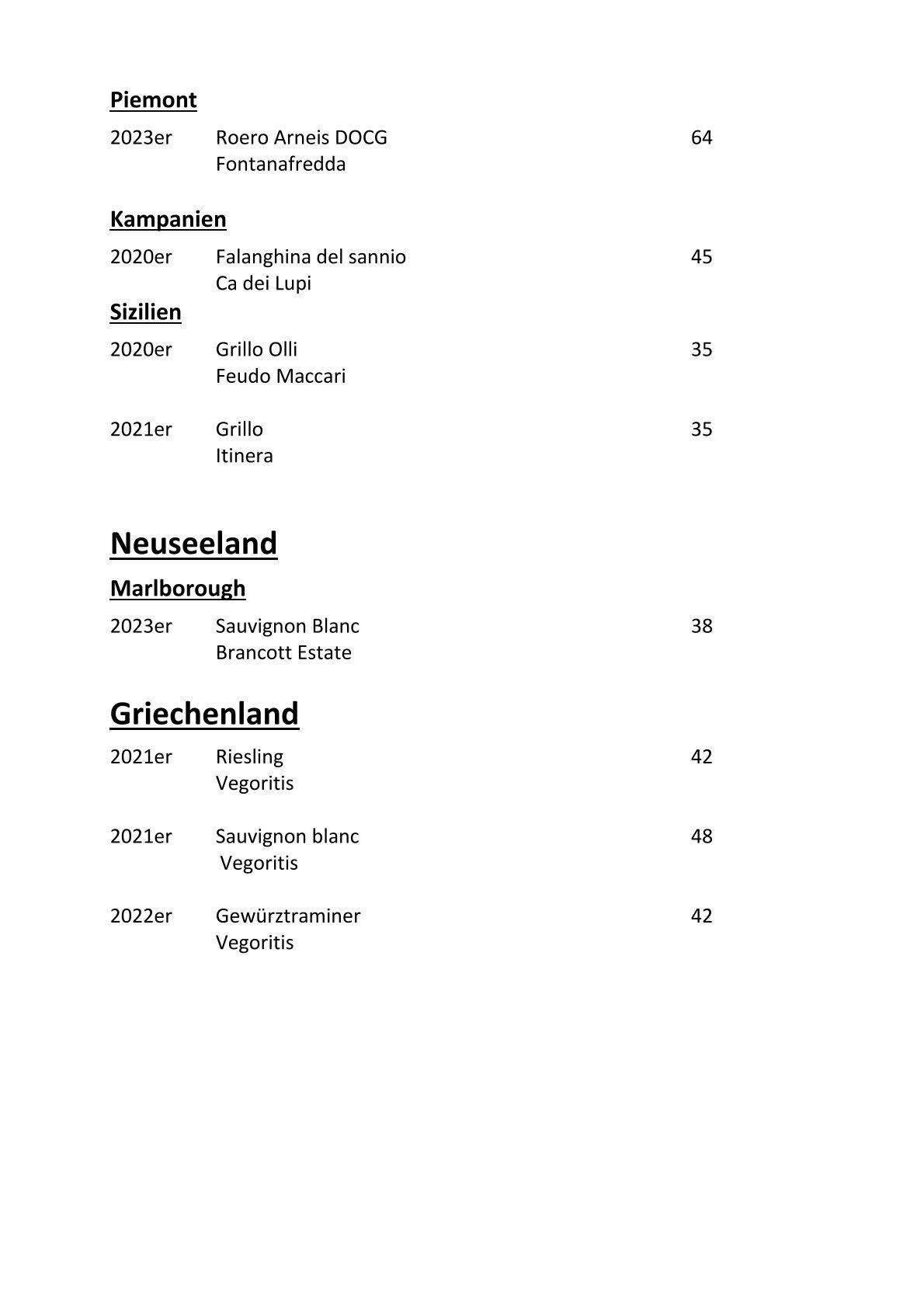 Restaurant Essenz | Weinkarte