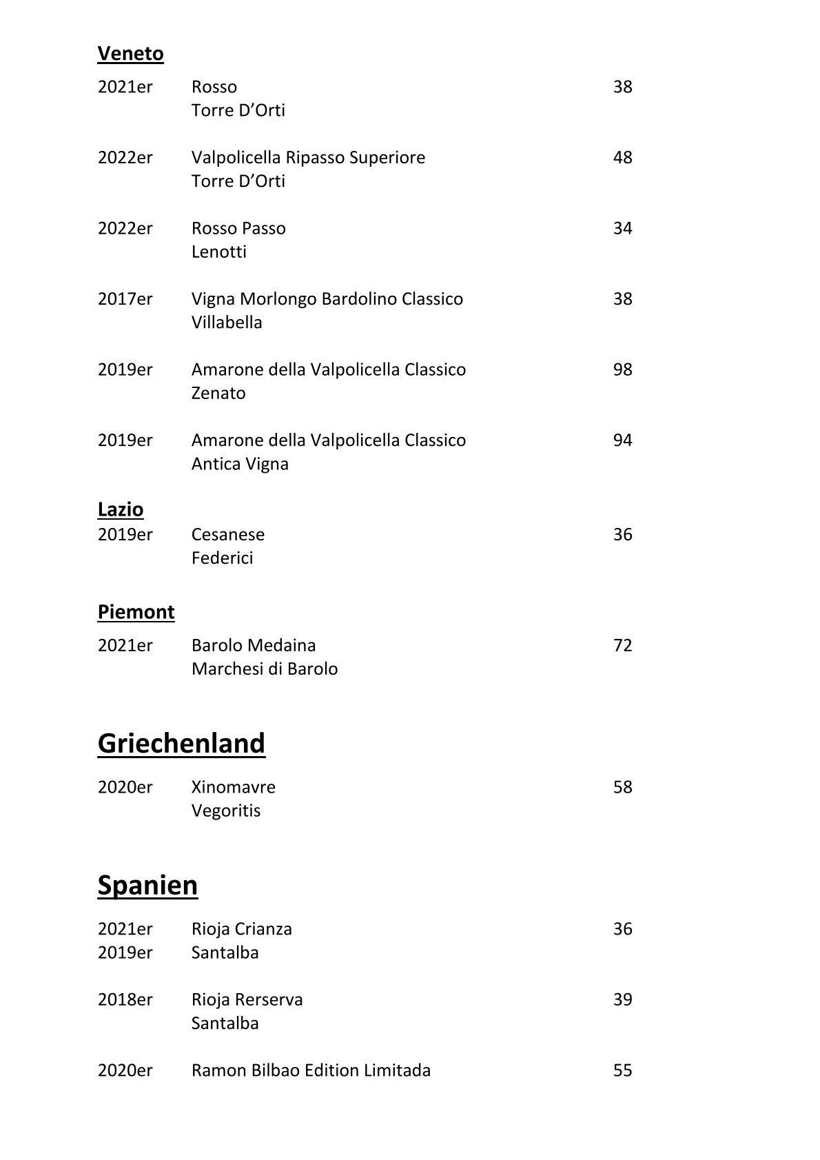 Restaurant Essenz | Weinkarte