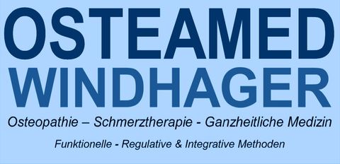 Ein blau-weißes Logo für oSteamed Windhager