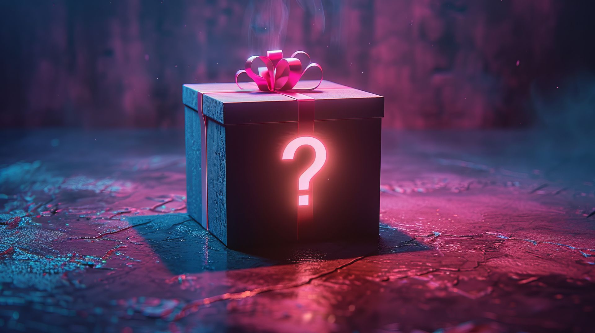 Una caja de regalo con un signo de interrogación dentro.
