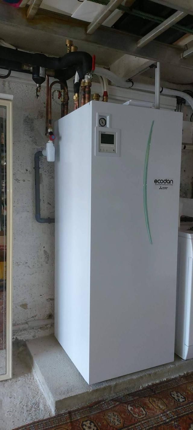 Une pompe à chaleur à l'intérieur.