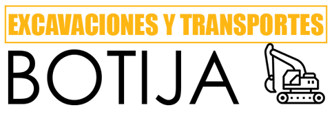 A logo for excavaciones y transportes botija with an excavator icon