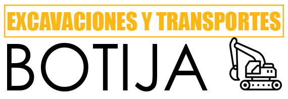 A logo for excavaciones y transportes botija with an excavator icon