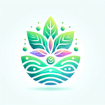 Diseño de flor de loto estilizada verde y morada.