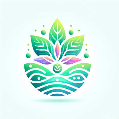 Diseño de flor de loto estilizada verde y morada.