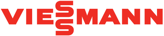 Ein rot-weißes Logo für Viesmann auf weißem Hintergrund