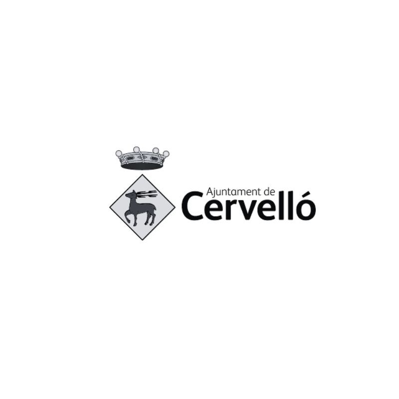 Logo of Ayuntamiento de Cervelló con el der inside en diamond, en crown above, y texto