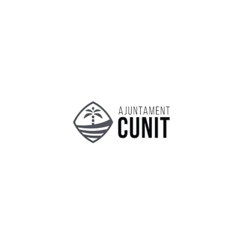 Logotipo del Ayuntamiento de Cunit: una palmera sobre agua dentro de un rombo, con el texto