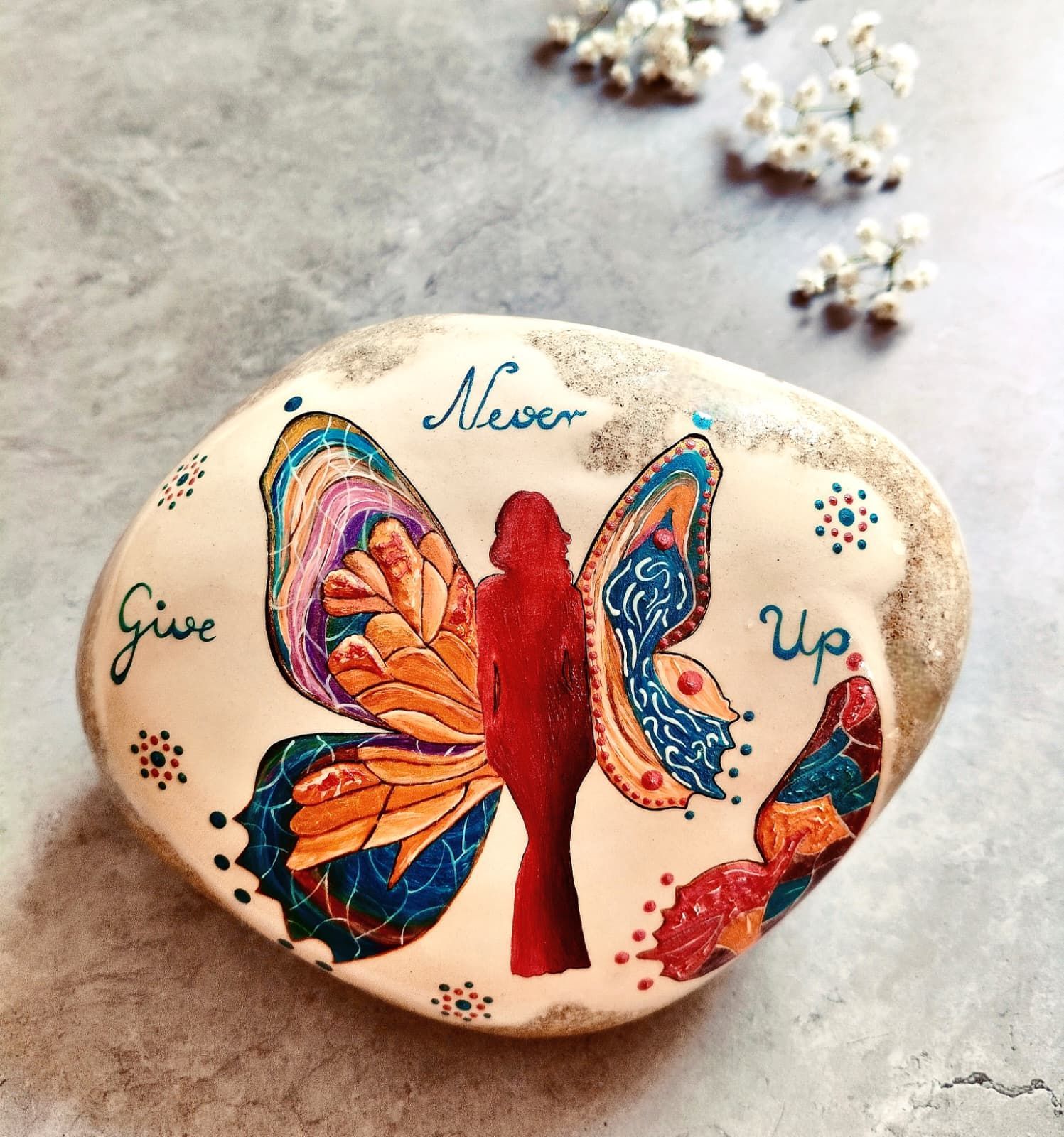 Bild vom Stein Never Give Up