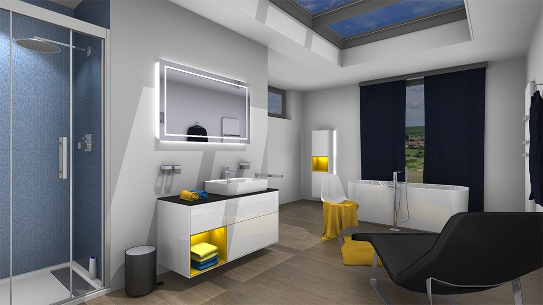 Ein Badezimmer mit zwei Waschbecken, einer Badewanne und einer Dusche.