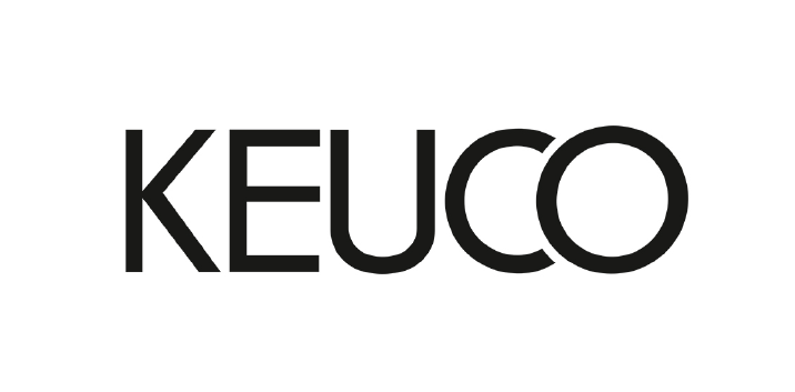 Ein schwarz-weißes Logo für Keuco auf weißem Hintergrund.
