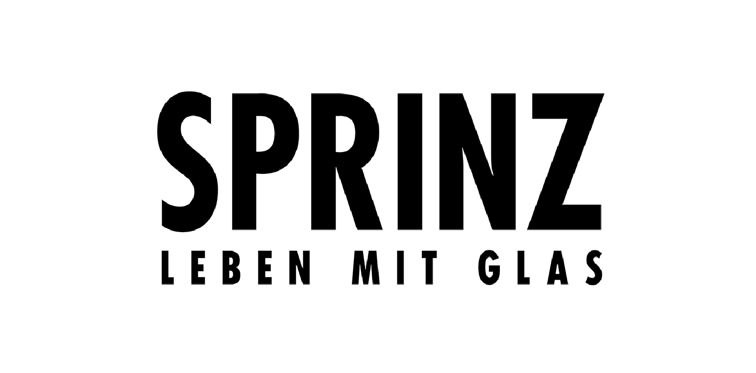 A black and white logo for prinz leben mit glas