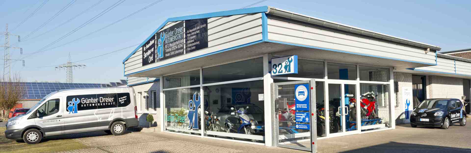 Aussenansicht Autowerkstatt Dreier Inhaber Detlef Lobbenmeyer