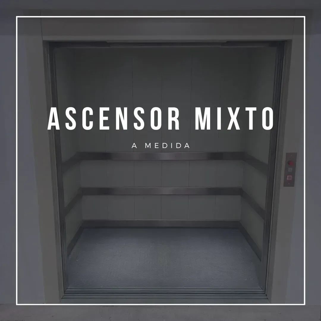 Un ascensor con las palabras ascensor mixto escritas en él