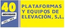 Un cartel amarillo y azul que dice ``40 plataformas y equipos de elevación, sl''