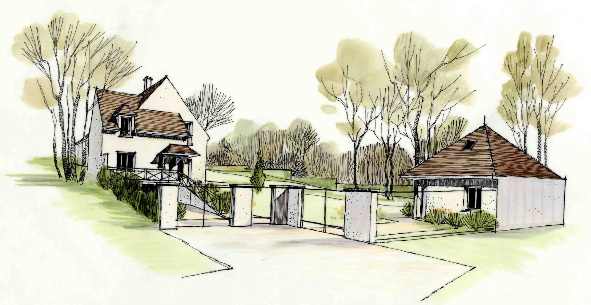 Perspective maison bureaux Orgeval 78