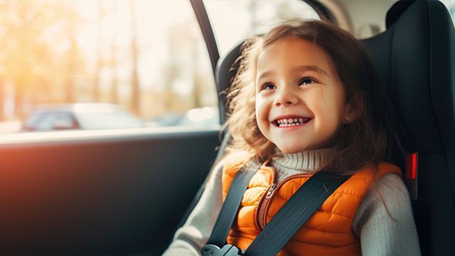 Enfant heureux dans une voiture