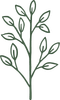 Contour vert d'une branche feuillue avec des feuilles des deux côtés.