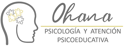 Logo de Ohana Psicología y Atención Psicopedagógica con perfil de cabeza y rompecabezas.