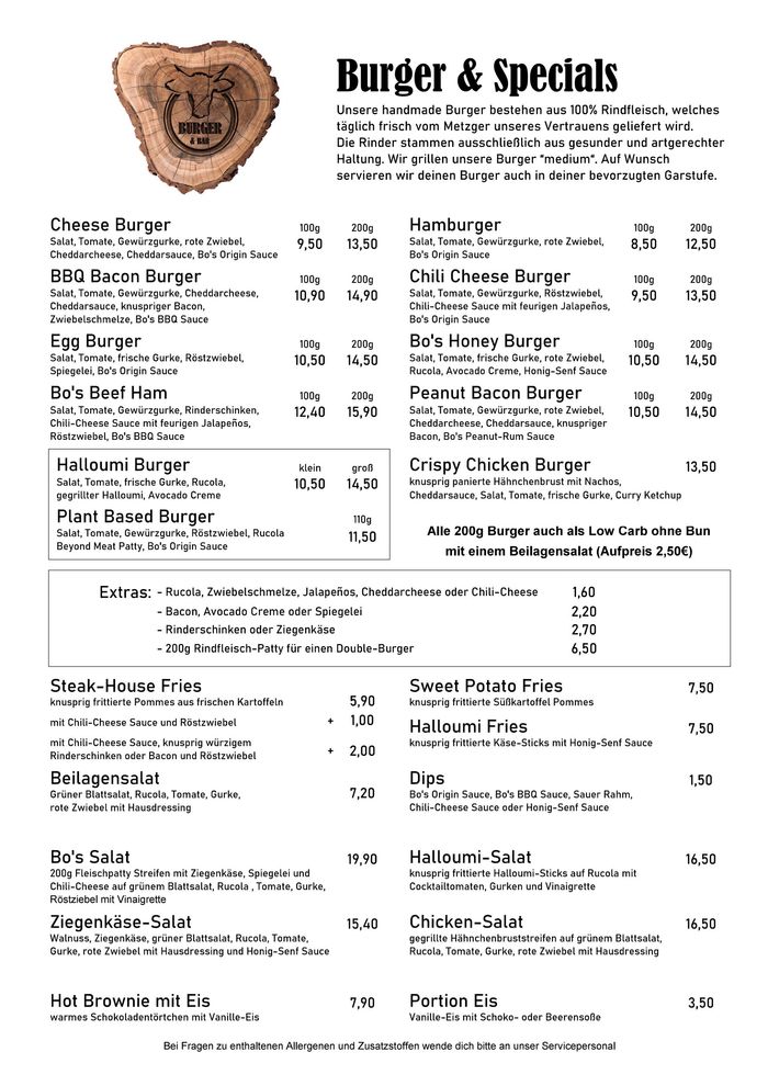 Speisekarte Speisekarte