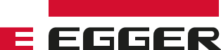 Logotipo de EGGER con texto negro y barras gráficas rojas sobre un fondo blanco.