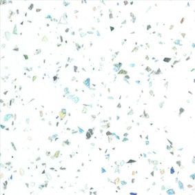 Fragmentos de confeti en tonos pastel esparcidos sobre un fondo blanco.