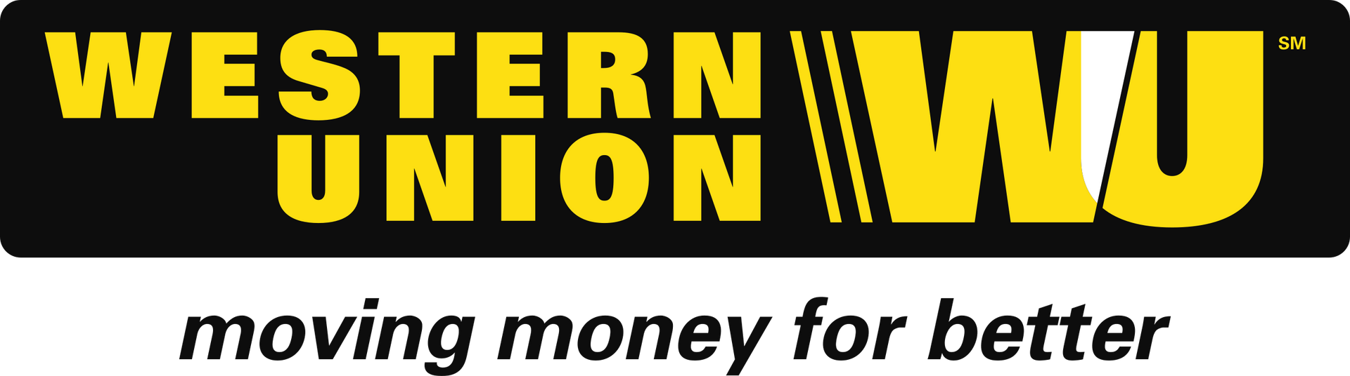 Un logotipo de Western Union que dice mover dinero para mejor