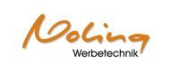 Logo mit orangefarbenem Schriftzug „Doling“ über schwarzem „Werbetechnik“.