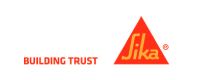 Sika-Logo: orangefarbenes Dreieck mit dem Schriftzug „Sika“ in Weiss und dem Text „Building Trust“ in Rot.