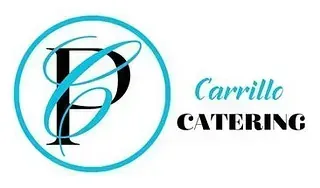 Un logotipo para carrillo catering con una letra p en un círculo azul.