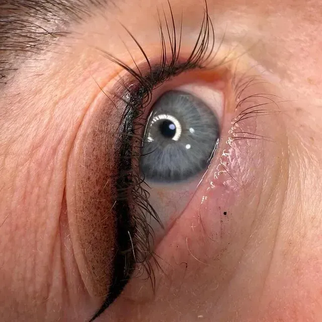 Un primer plano del ojo de una mujer con pestañas largas.